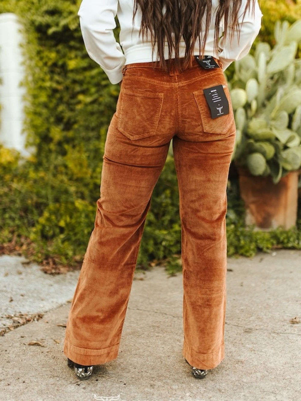 Lucky & Blessed Corduroy Stretch Wide-Leg Jeans - Rust - Picture 3 of 3